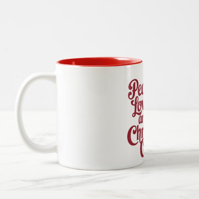 Caneca De Café Em Dois Tons Paz, Amor e Saúde de Natal (Esquerda)