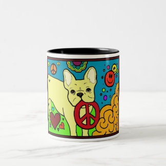 Caneca De Café Em Dois Tons Paz do buldogue francês