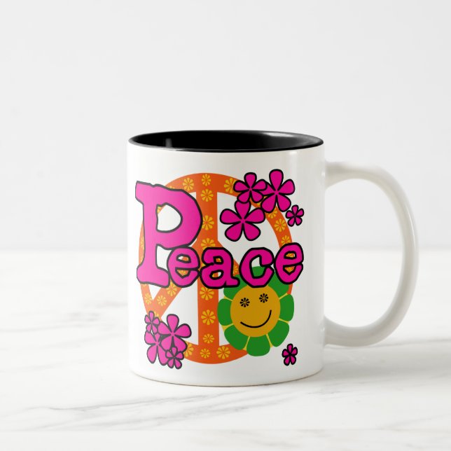 Caneca De Café Em Dois Tons paz do estilo 60s (Direita)
