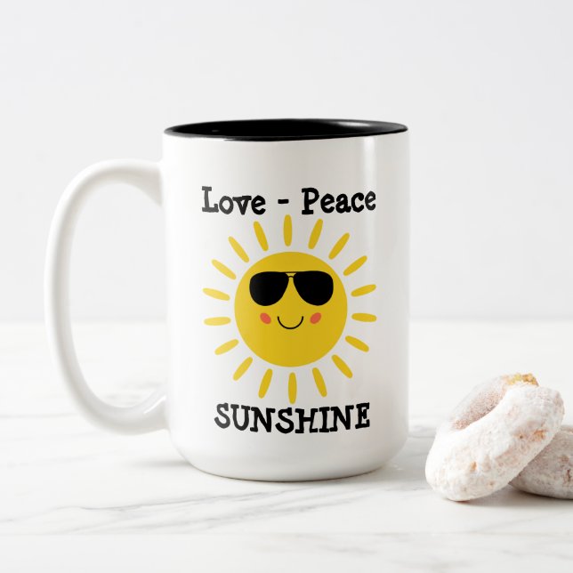 Caneca De Café Em Dois Tons Paz e Sol (Com Donut)