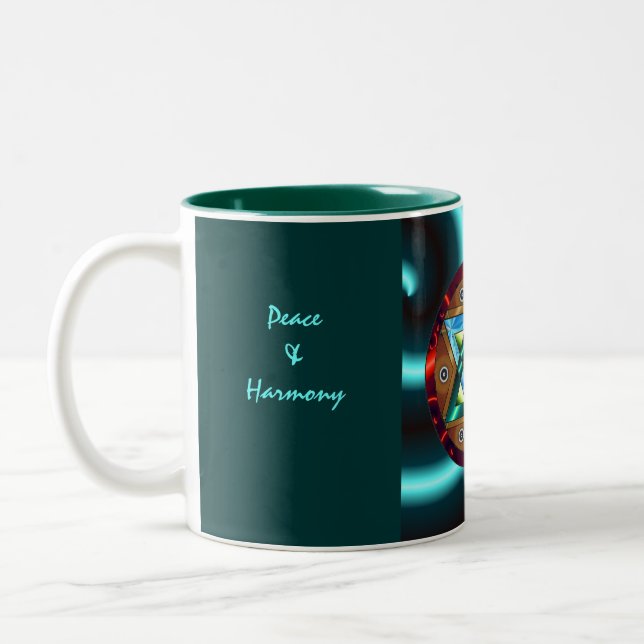 Caneca De Café Em Dois Tons Paz &Harmony, Cin… (Esquerda)