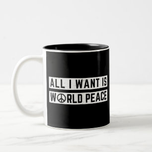 Caneca De Café Em Dois Tons Paz mundial