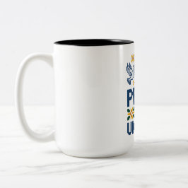 Caneca De Café Em Dois Tons Paz para a Arte Folclórica de Pixel na Ucrânia