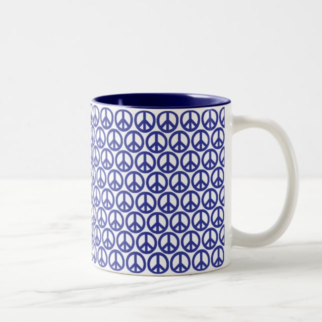 Caneca De Café Em Dois Tons Paz Vermelha e Azul (Direita)