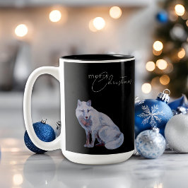 Caneca De Café Em Dois Tons Pé Árctica de Aquarela Feliz Natal Preto