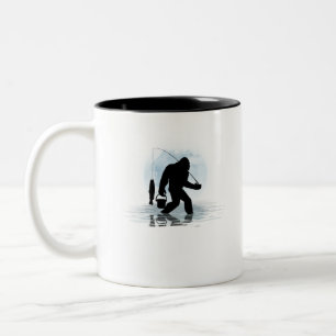 Caneca De Café Em Dois Tons Pé Grande A Pescar Pé Grande Sasquatch