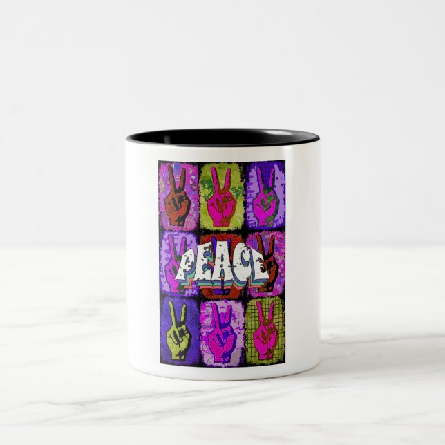 Caneca De Café Em Dois Tons Peace Caffee Mug (Centro)