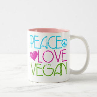 Caneca De Café Em Dois Tons . Peace.Love.Vegan.