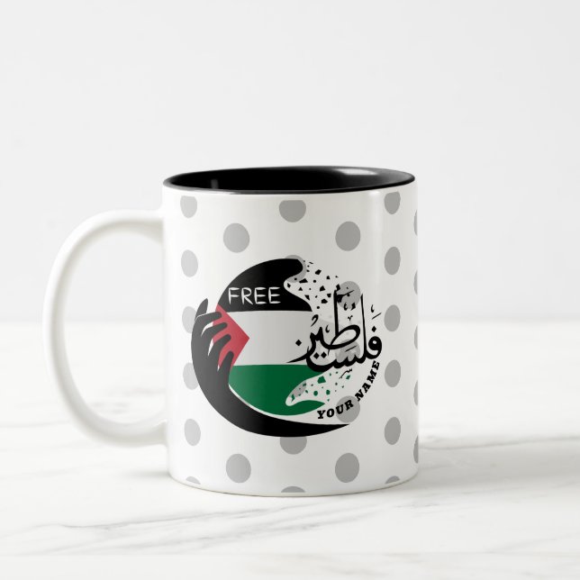 Caneca De Café Em Dois Tons PEACE , Palestina Livre (Esquerda)