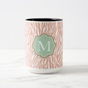 Caneca De Café Em Dois Tons Peach Zebra Print