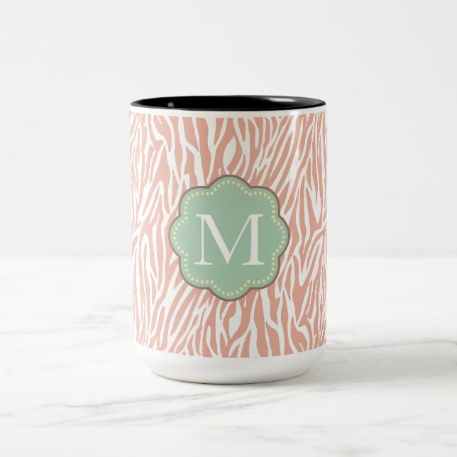 Caneca De Café Em Dois Tons Peach Zebra Print (Centro)