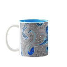 Peacock Blue e Silver Marbled Abstrato