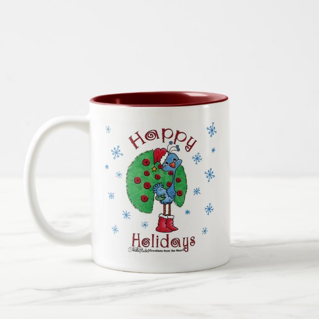 Caneca De Café Em Dois Tons Peacock Natal (Esquerda)