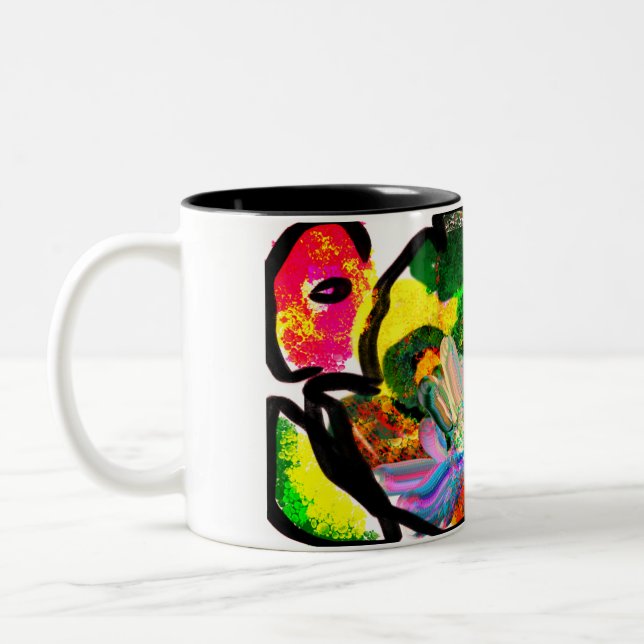 Caneca De Café Em Dois Tons Peacock primavera art (Esquerda)