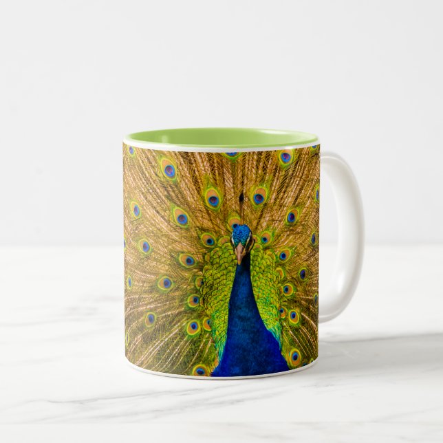 Caneca De Café Em Dois Tons Peacock, Silver Falls, Kauai, Havaí (Frente Esquerda)