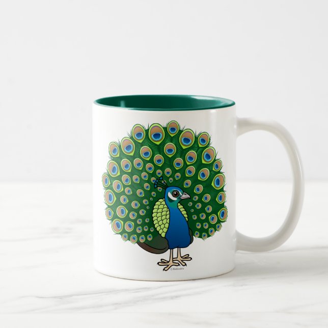 Caneca De Café Em Dois Tons Peafowl indiano (Direita)