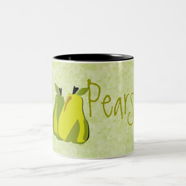 Caneca De Café Em Dois Tons PEARfect Pears Fundo de Aquarela (Centro)