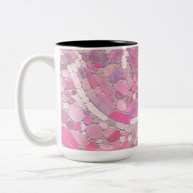 Caneca De Café Em Dois Tons Pebbles Mosaico Art - Rosa Blush Pink (Esquerda)