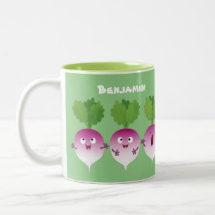 Caneca De Café Em Dois Tons Pedra de desenho animada de verduras e legumes
