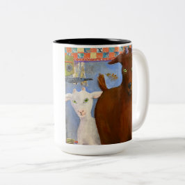 Caneca De Café Em Dois Tons Peek-a-boo! Goat Mug - cabras engraçadas com cada