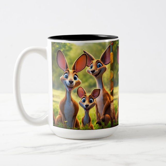 Caneca De Café Em Dois Tons Peek-a-Roo: Bebê Kangaroo Delight (Esquerda)