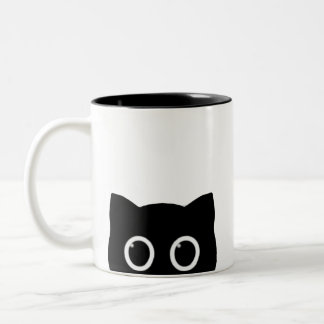 Caneca De Café Em Dois Tons Peeking Black Cat Two-tone Mug