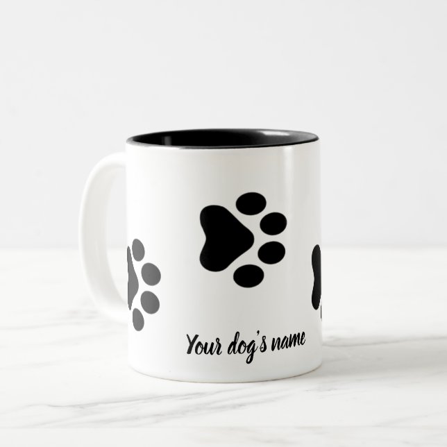 Caneca De Café Em Dois Tons Pegada de Cachorro (Frente Esquerda)