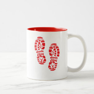 Caneca De Café Em Dois Tons Pegada de papais noeis