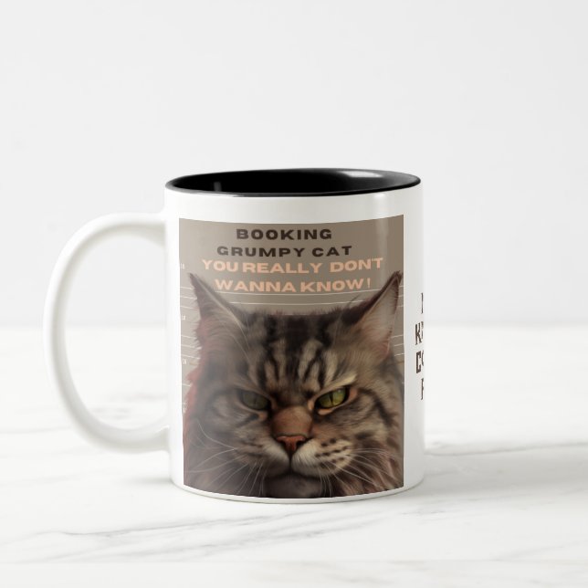 Caneca De Café Em Dois Tons "Pegando Gato Engraçado" Gato Engraçado Vai para P (Esquerda)