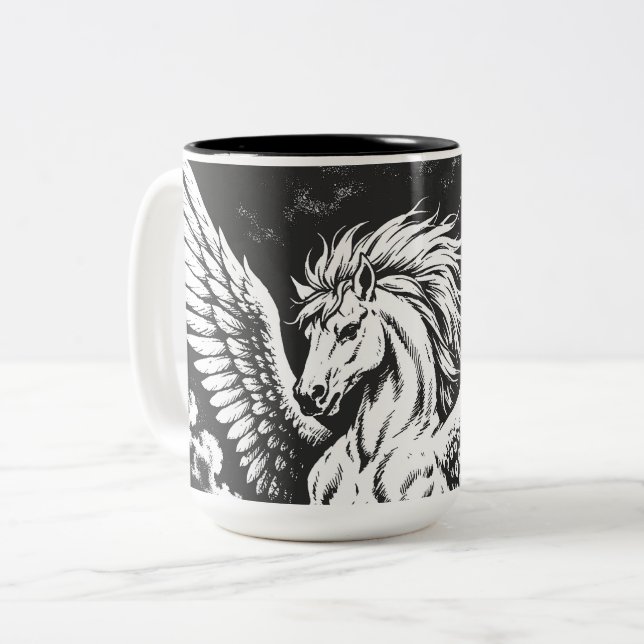 Caneca De Café Em Dois Tons Pégaso — Arauto Alado da Tempestade (Frente Esquerda)