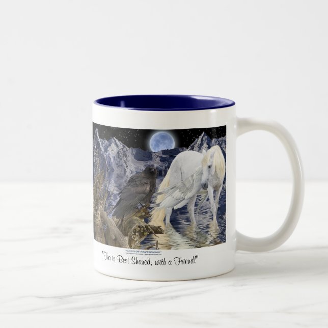 Caneca De Café Em Dois Tons PEGASUS & RAVEN FRIEND Fantasy Art Mug (Direita)