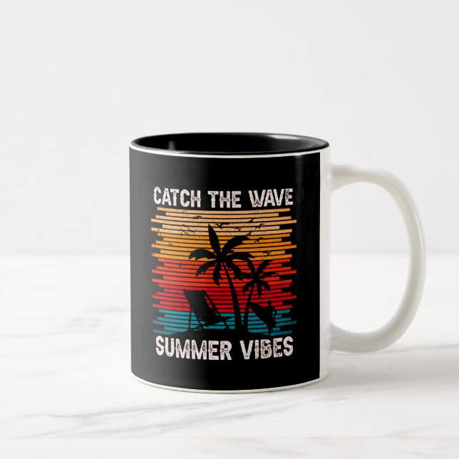 Caneca De Café Em Dois Tons Pegue As Víblias De Verão Da Onda (Direita)