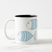 Peixe de Listra Azul Marinho Branco