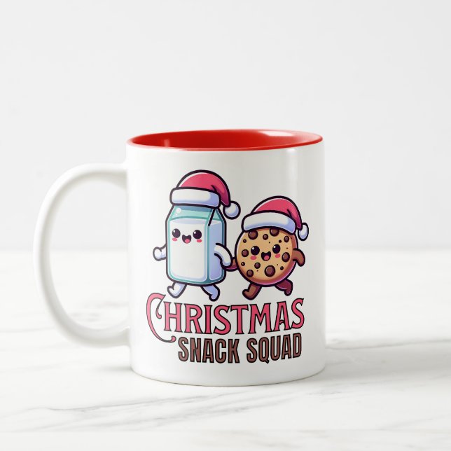 Caneca De Café Em Dois Tons Peixe de Natal - Esquadrão Kawaii — Leite e Biscoi (Esquerda)