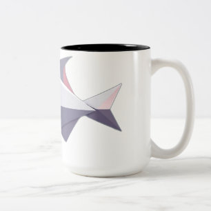 Caneca De Café Em Dois Tons Peixe De Papel Origami