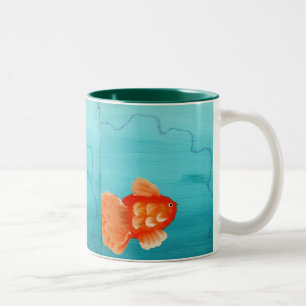 CANECA DE CAFÉ EM DOIS TONS PEIXE DOURADO UMA NATAÇÃO, PEIXE DOURADO UMA