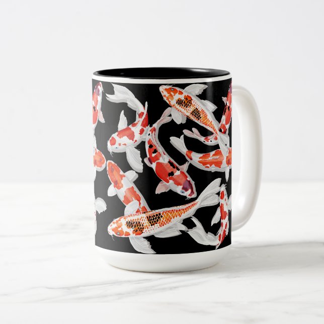 Caneca De Café Em Dois Tons Peixe Koi (Frente Esquerda)