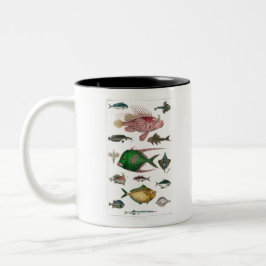 Caneca De Café Em Dois Tons peixe, oceano, fofo, mar, água, animais, pesca