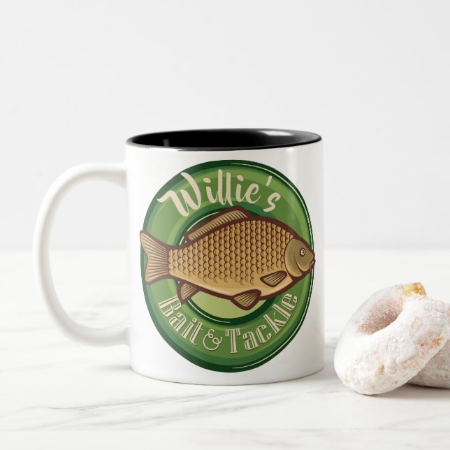 Caneca De Café Em Dois Tons Peixe personalizado e Compre-se à pesca (Com Donut)
