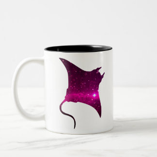 Caneca De Café Em Dois Tons Peixe-relva-rosa-manta-espacial