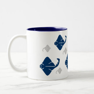 Caneca De Café Em Dois Tons Peixes-Aranha marinho Azul e Prateado