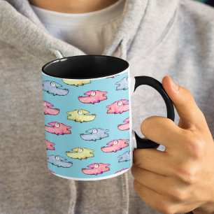 Caneca De Café Em Dois Tons Peixes coloridos nadando felizes