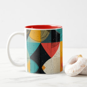 Caneca De Café Em Dois Tons Peixes Cubísticos