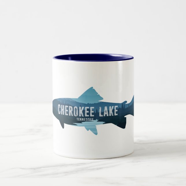 Caneca De Café Em Dois Tons Peixes do Lago Cherokee Tennessee (Centro)