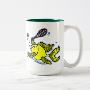 Caneca De Café Em Dois Tons Peixes do tênis, peixes que jogam o tênis