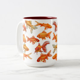 Caneca De Café Em Dois Tons Peixes dourados