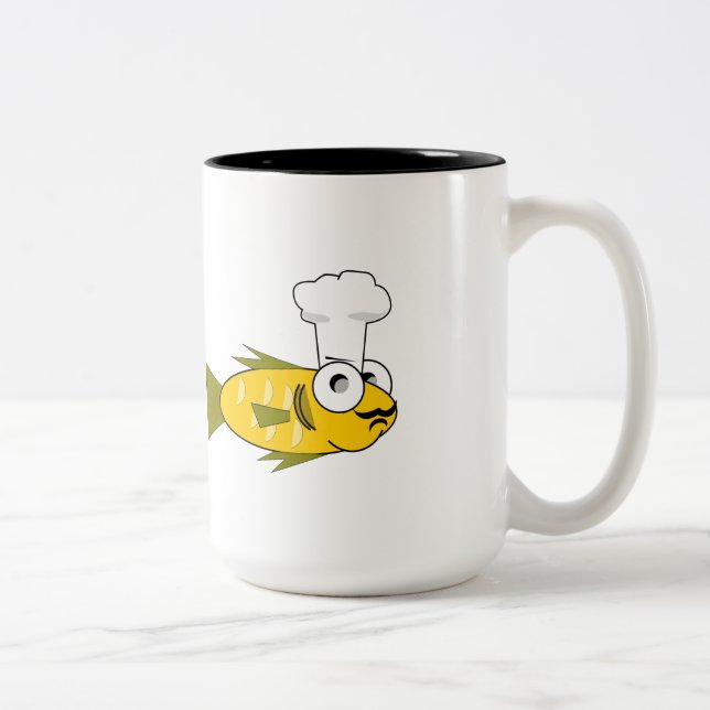 Caneca De Café Em Dois Tons Peixes e Chic. (Direita)