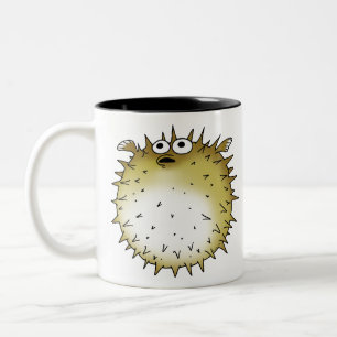 Caneca De Café Em Dois Tons peixes engraçados do soprador