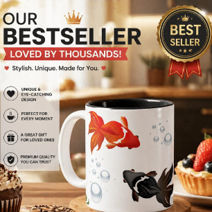 Caneca De Café Em Dois Tons Peixes Koi Elegantes Desenho Zen – Japonês Pacífic