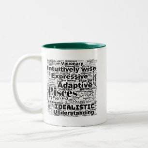 Caneca De Café Em Dois Tons Peixes Word Cloud Zodiac Inspiration Dois Tons Mug